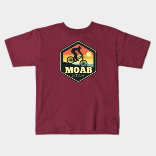 Moab Utah Mountain Bike Vintage Sunset Hexagon Kids T-Shirt